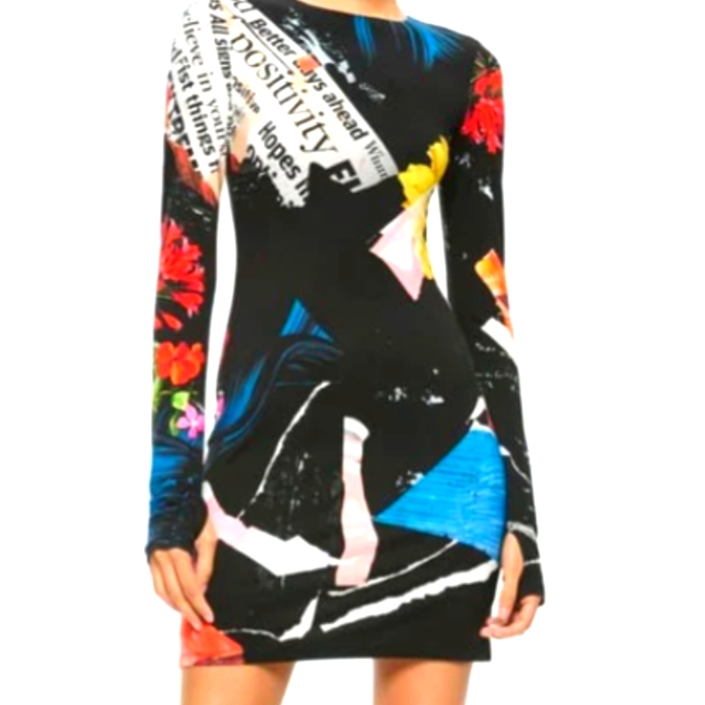 Colorful Abstract Print Women's Dress